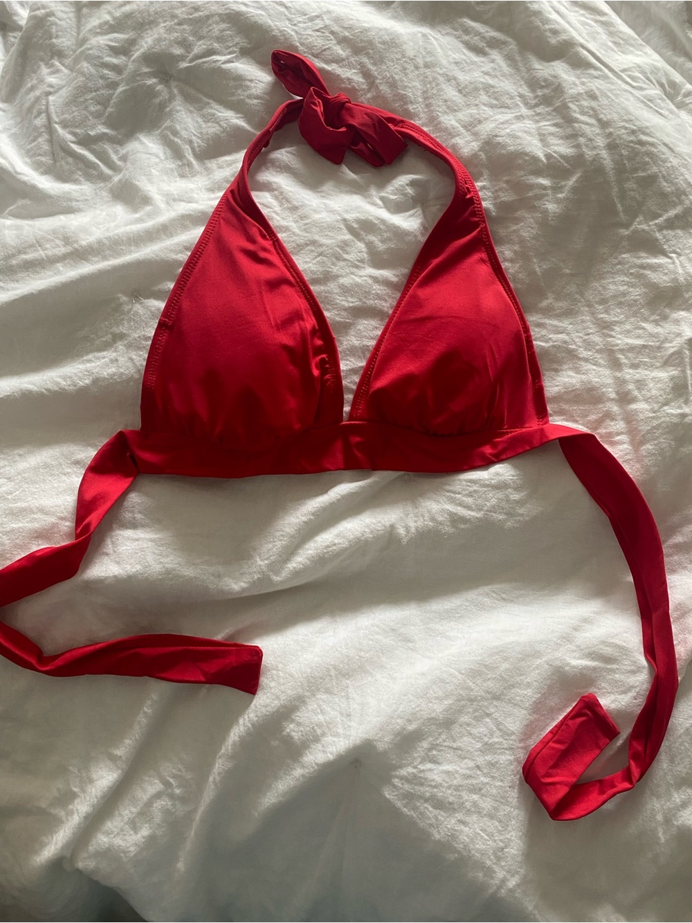Women's Red Halter Triangle Bikini Top Size Small
